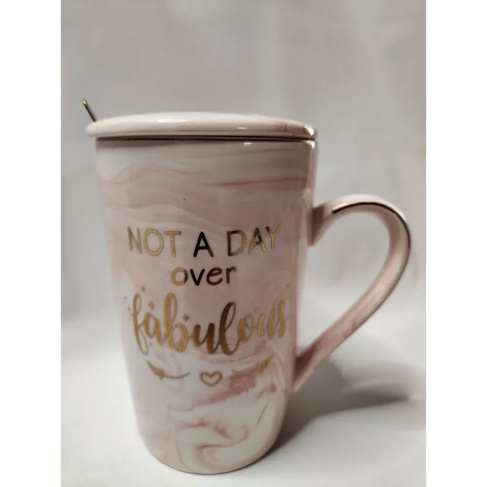 Not a day over fabulous Mug with Lid + Spoon